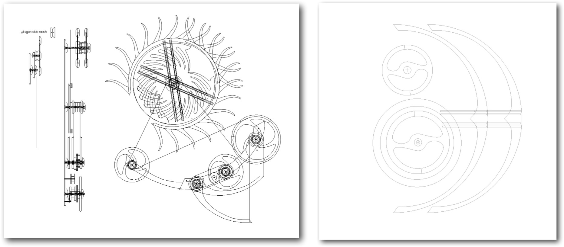 Design drawings completed by kinetic sculptor David C. Roy of Wood That Works